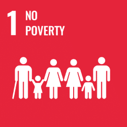UN Sustainable Development Goal 1 (SDG 1) icon - No poverty