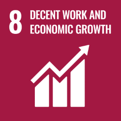 UN Sustainable Development Goal 8 (SDG 8) icon - Decent Work and Economic Growth